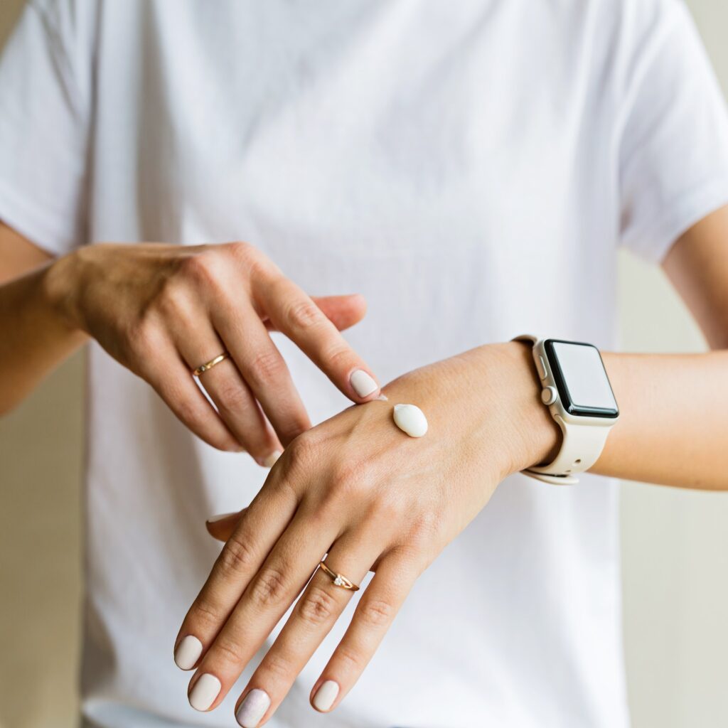 Female hands with moisturizing cream. Beauty and skin care